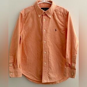 Polo Ralph Lauren Boys Button Down Polo Long Sleeve Shirt Peach Size 5